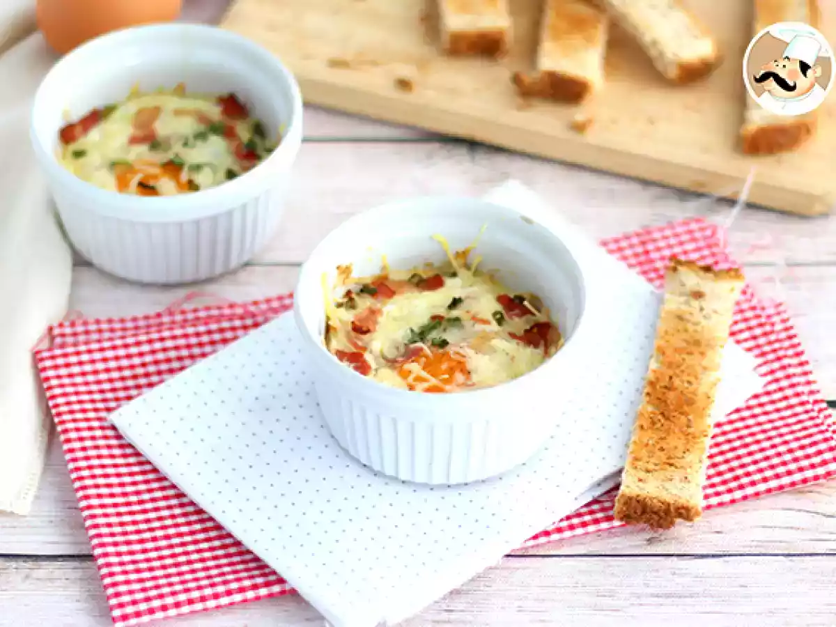 Oeufs cocotte met spek en bieslook, een snelle en makkelijke recept - foto 3